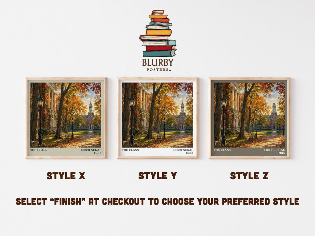 The class literary print in frame leaning in hallway – contemporary fiction wall art (mockup)