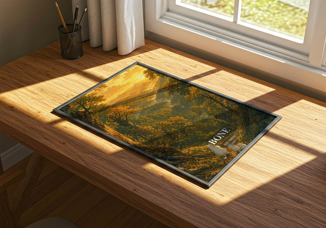Bone watercolour book poster framed on wall – fantasy wall art