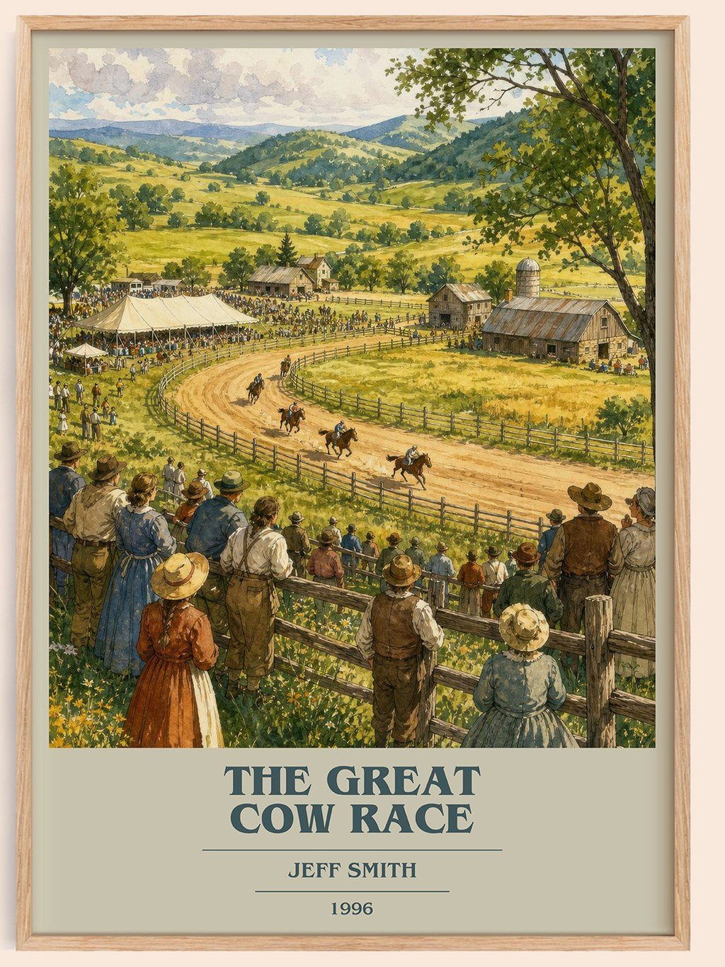 The Great Cow Race book cover book poster by Jeff Smith – framed literary art print