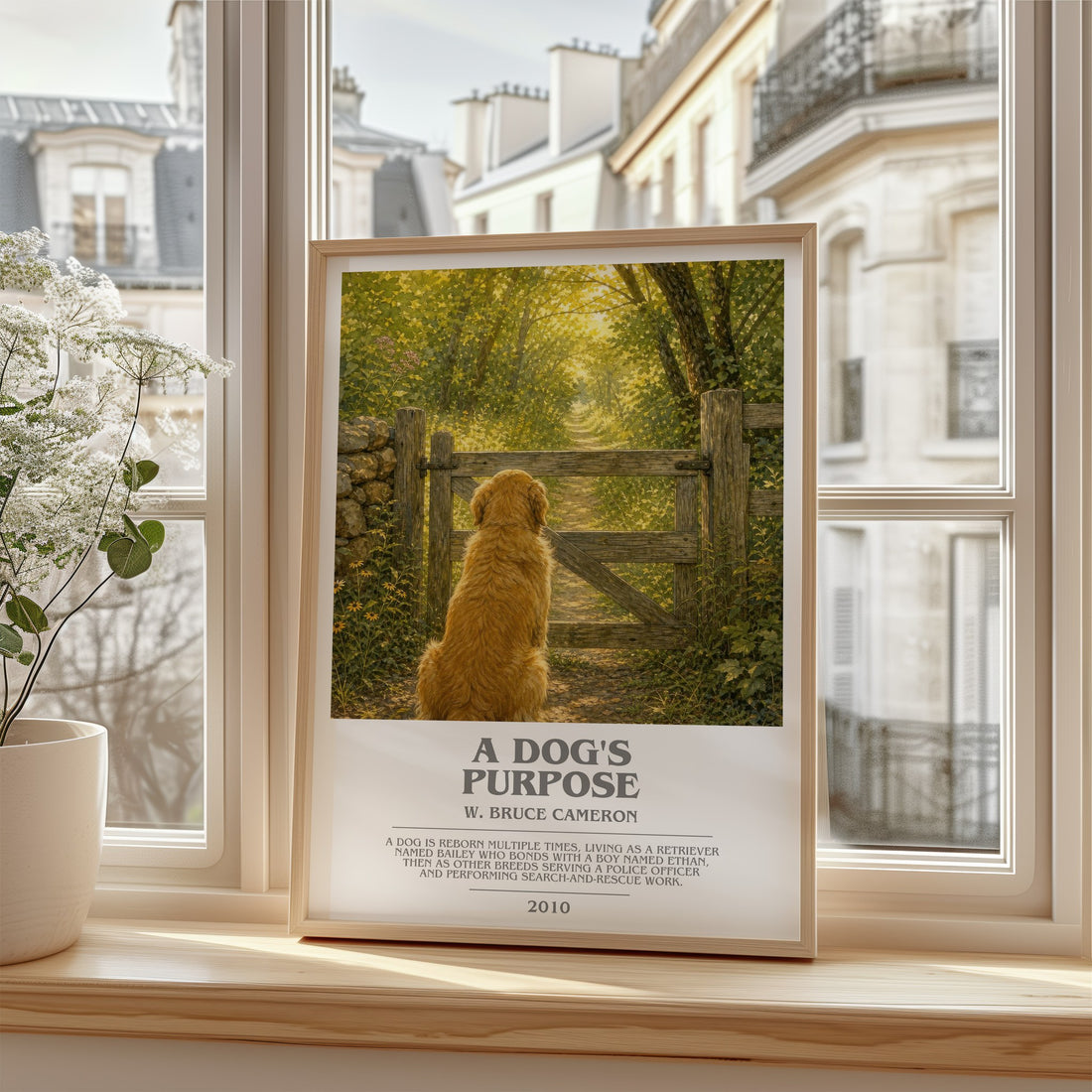 A Dog's Purpose bookish poster colour and style options – W. Bruce Cameron book art