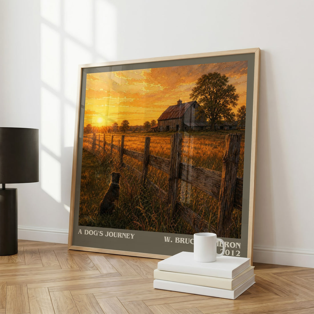 A dog's journey literary print framed by window – literary home decor