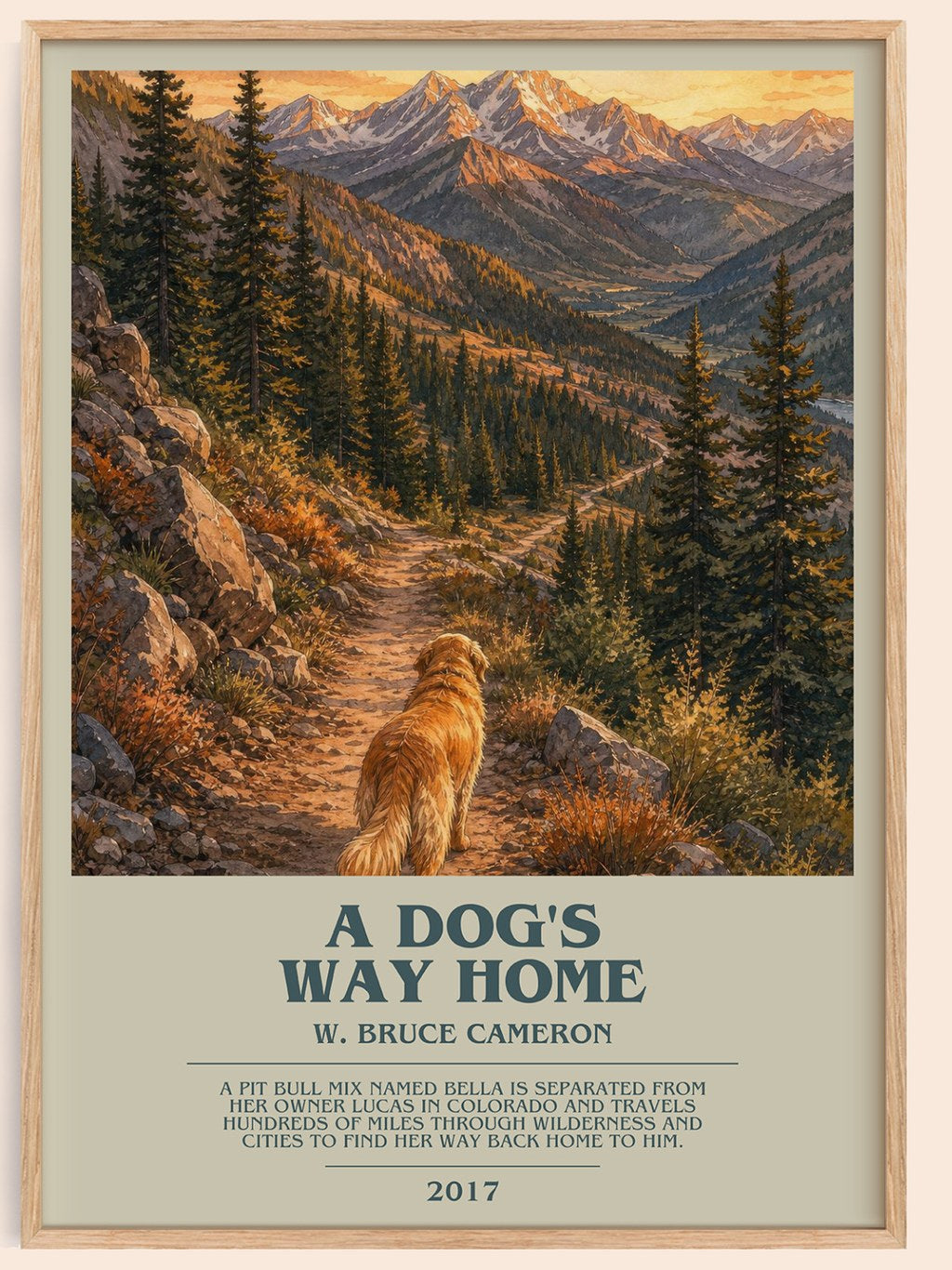 A Dog's Way Home bookish book poster by W. Bruce Cameron – framed literary art print