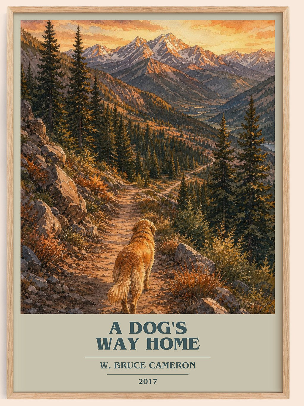 A Dog's Way Home book cover book poster by W. Bruce Cameron – framed literary art print
