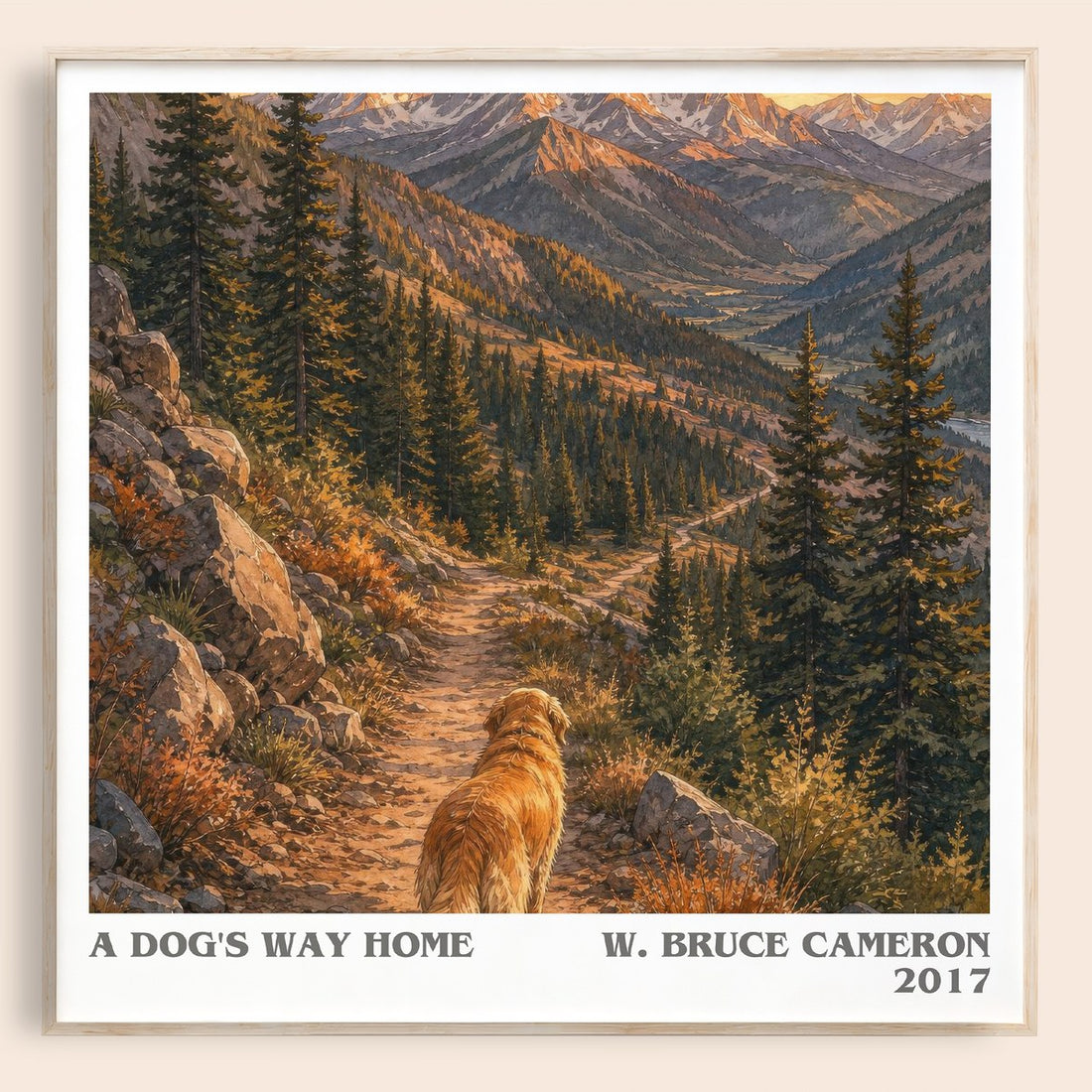 A Dog's Way Home literary book poster by W. Bruce Cameron – framed literary art print