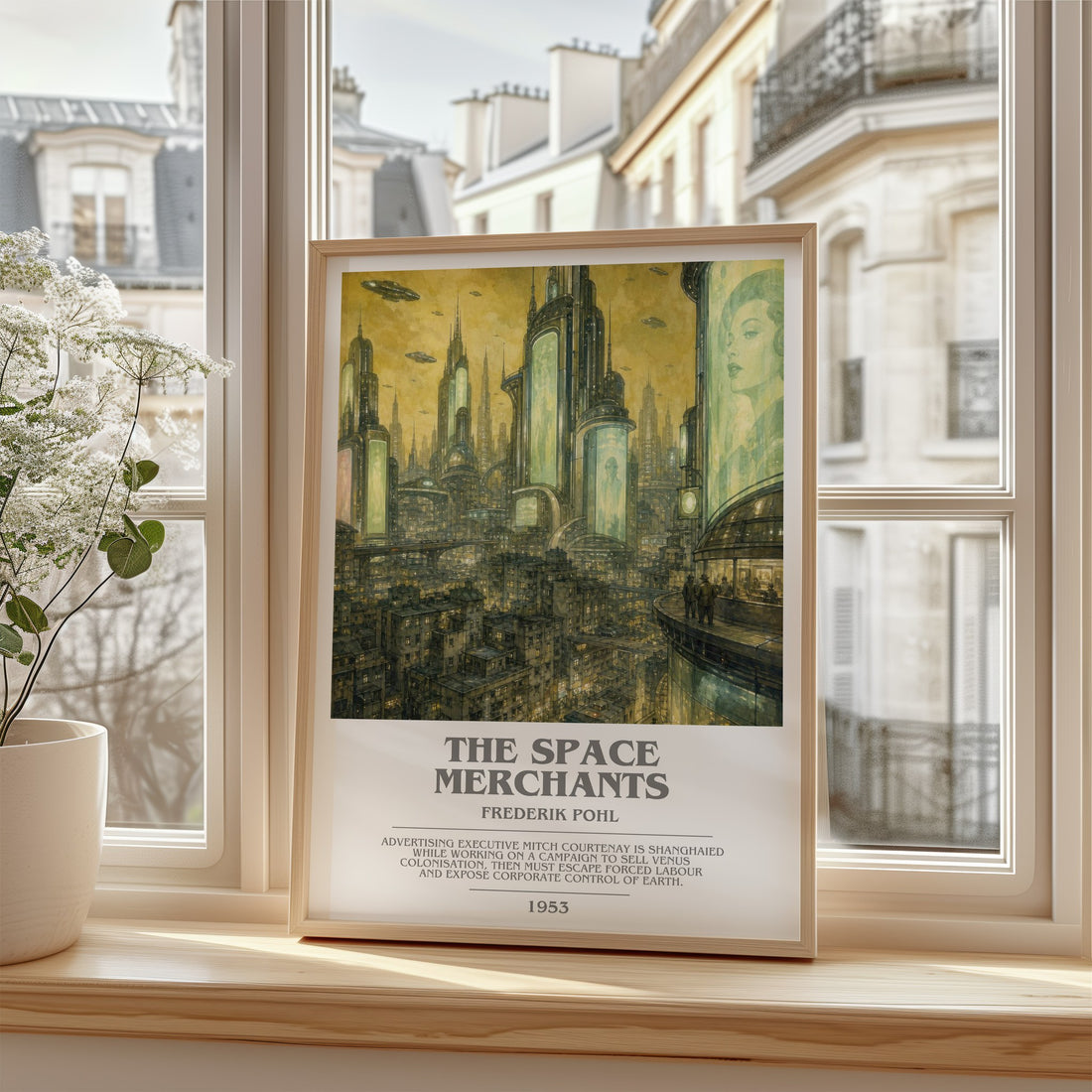 The Space Merchants bookish poster colour and style options – Frederik Pohl book art