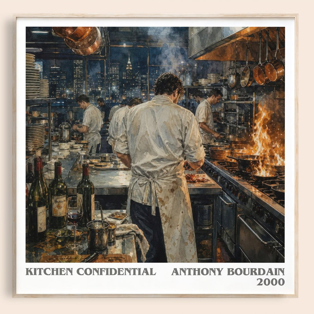 Kitchen Confidential literary book poster by Anthony Bourdain – framed literary art print
