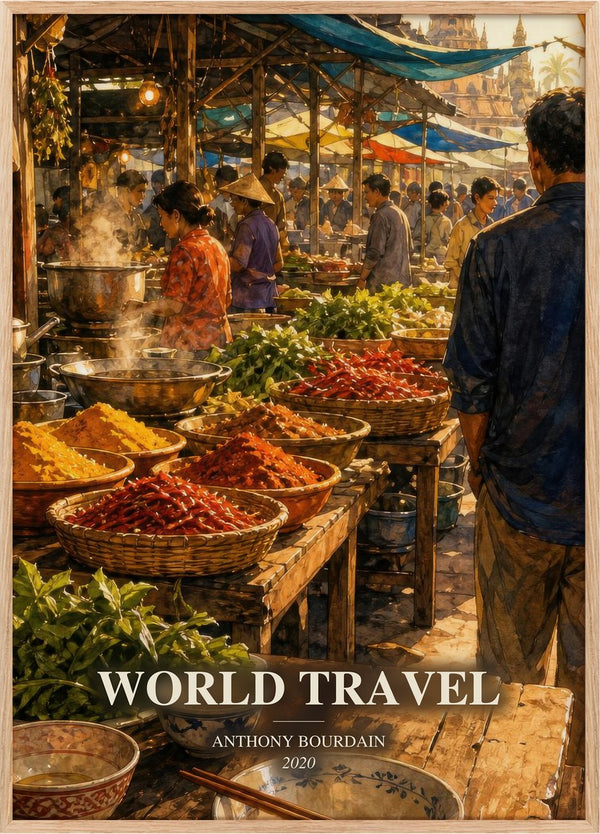 World Travel Book Watercolour Illustration by Anthony Bourdain