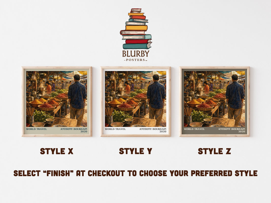 World Travel literary print in frame leaning in hallway – non fiction wall art (mockup)