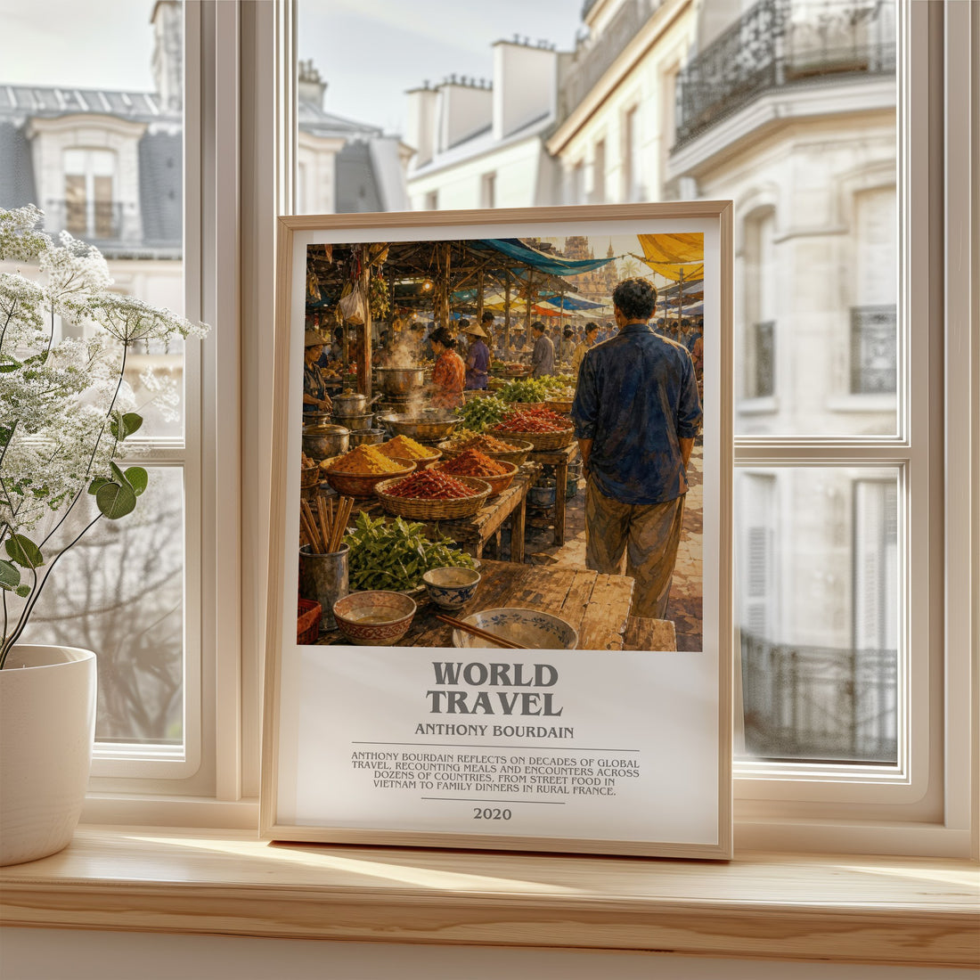 World Travel bookish poster colour and style options – Anthony Bourdain book art