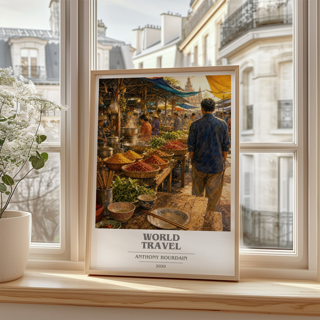 World Travel book cover poster colour and style options – Anthony Bourdain book art