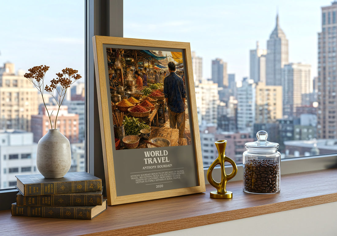 World Travel bookish print framed by window – literary home decor