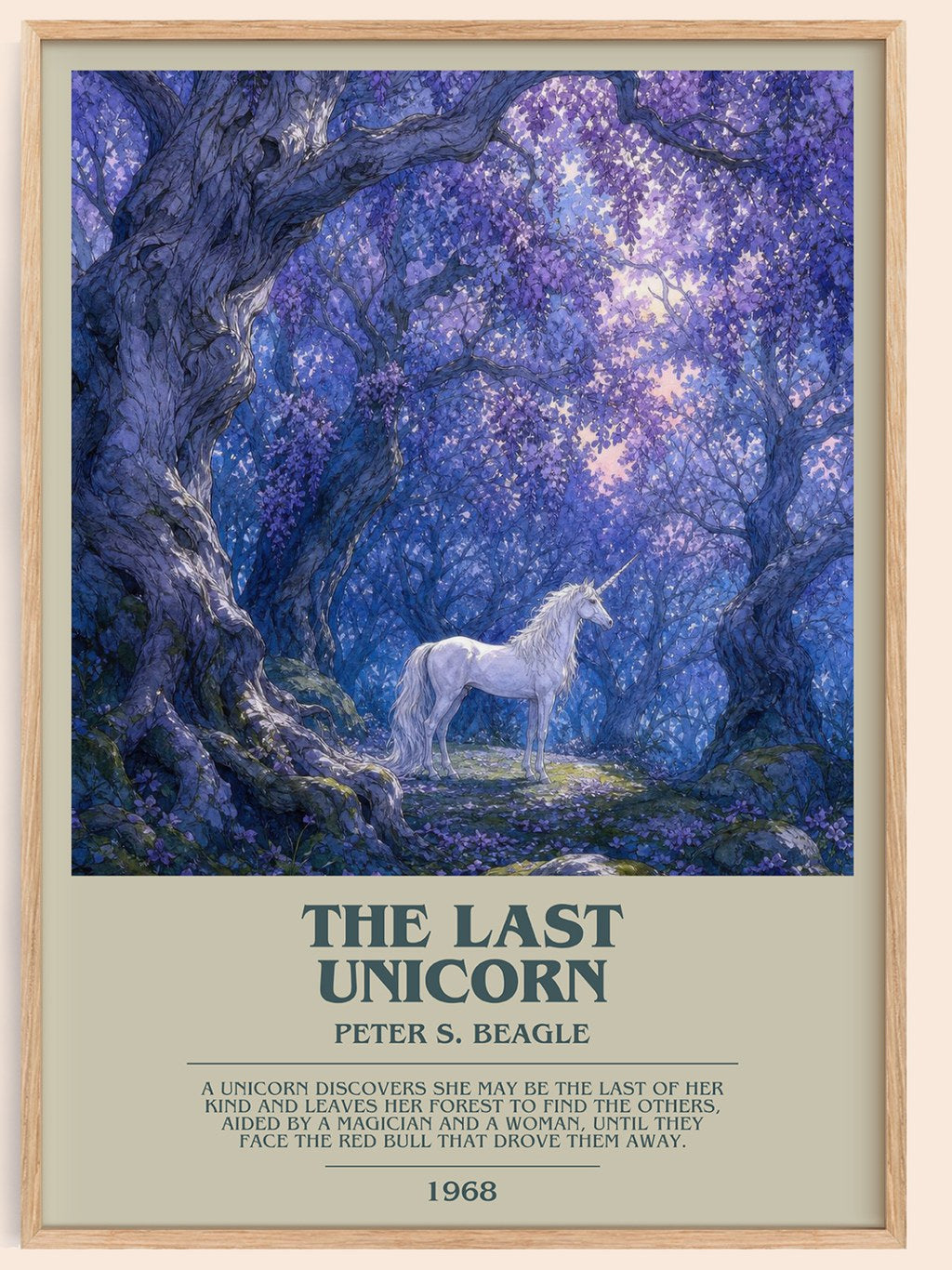 The Last Unicorn bookish book poster by Peter S. Beagle – framed literary art print