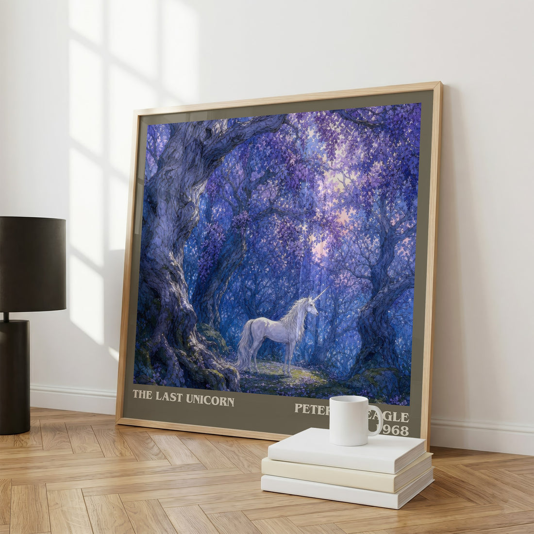 The Last Unicorn literary print framed by window – literary home decor