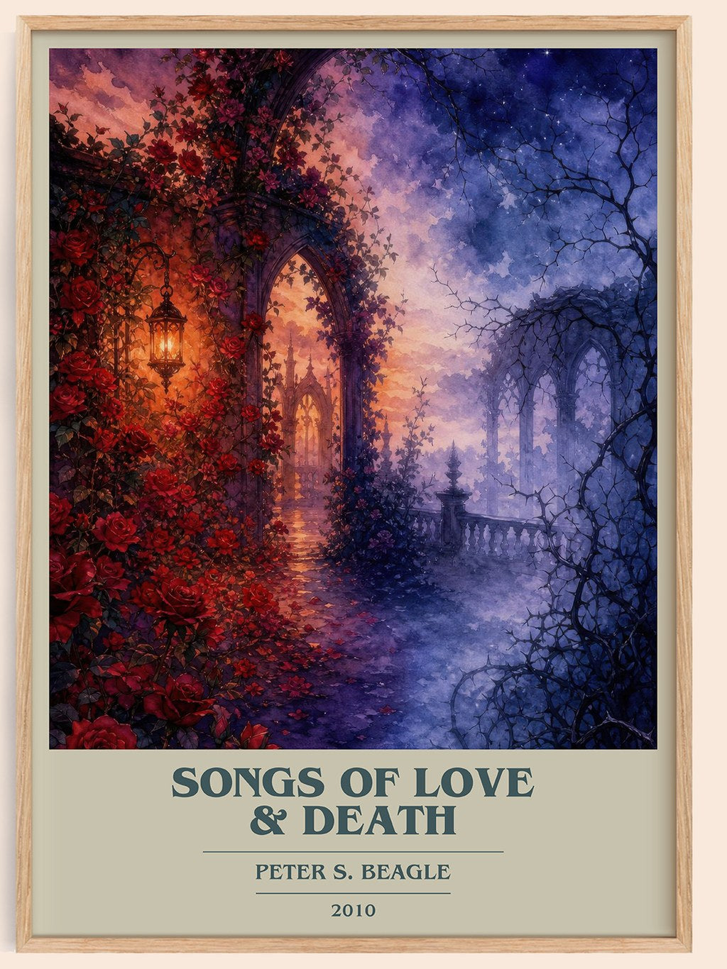 Songs of love & death book cover book poster by Peter S. Beagle – framed literary art print