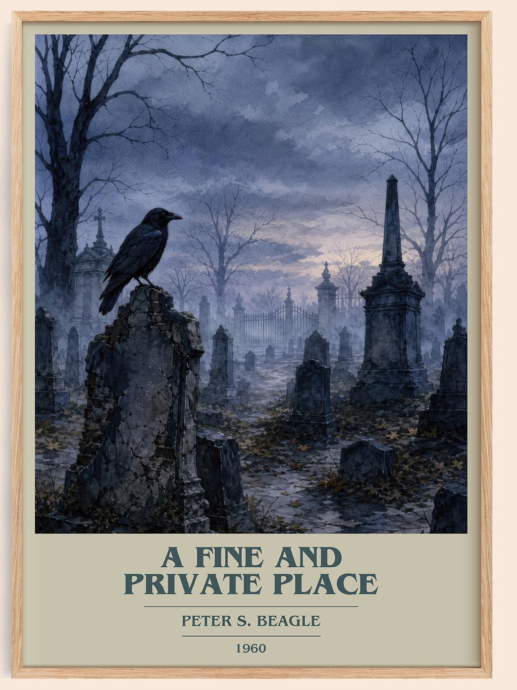 A Fine and Private Place book cover book poster by Peter S. Beagle – framed literary art print