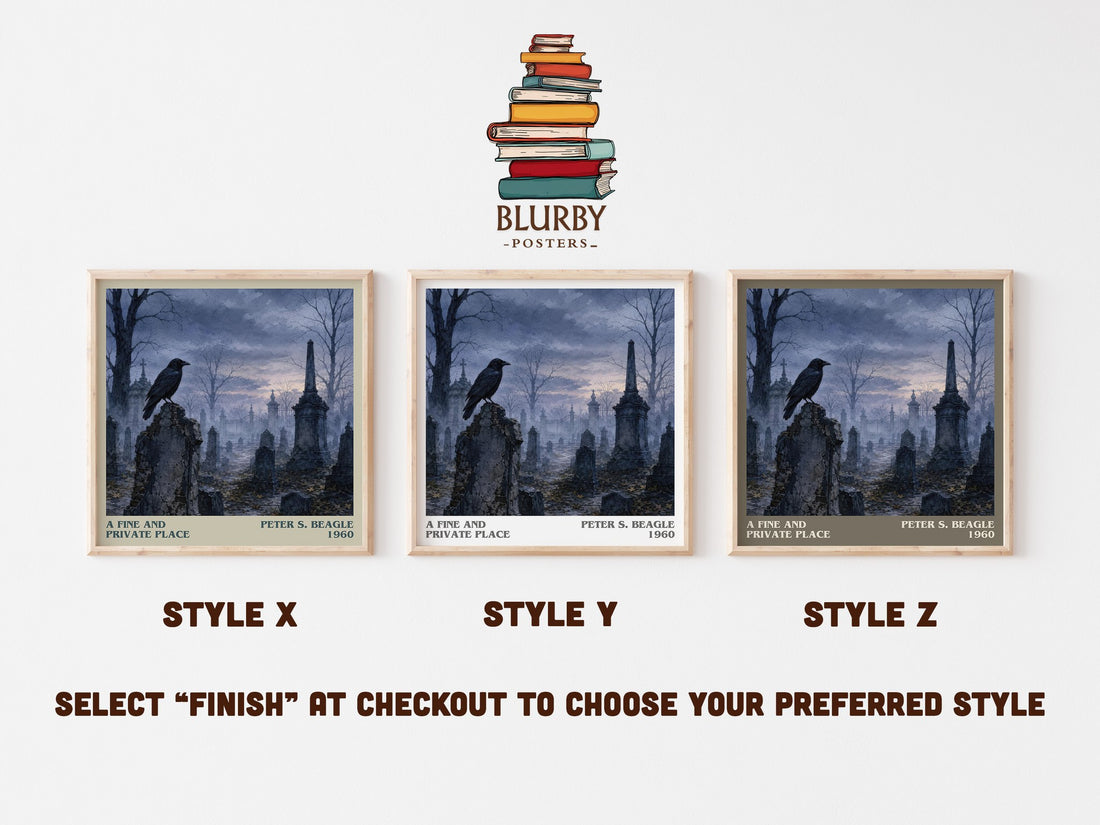 A Fine and Private Place literary print in frame leaning in hallway – fantasy wall art (mockup)