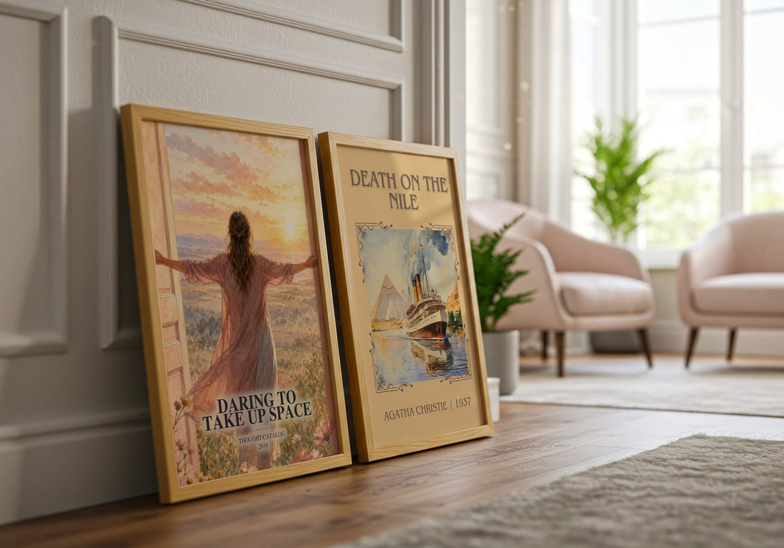 Daring To Take Up Space watercolour print framed by window – literary home decor