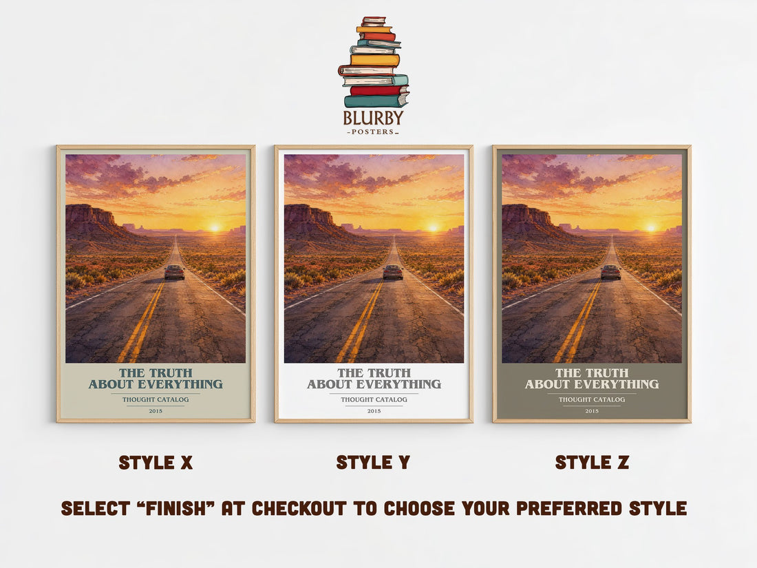The Truth About Everything book cover print in frame leaning in hallway – non fiction wall art (mockup)