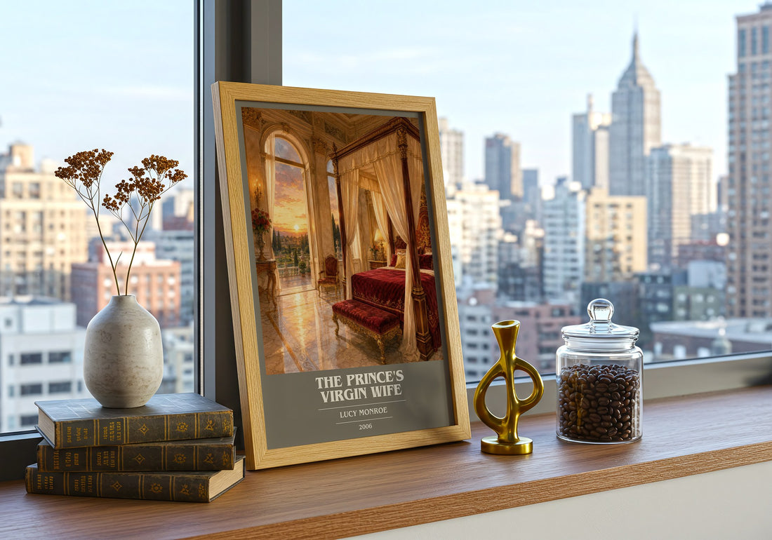 The Prince's Virgin Wife book cover print framed by window – literary home decor