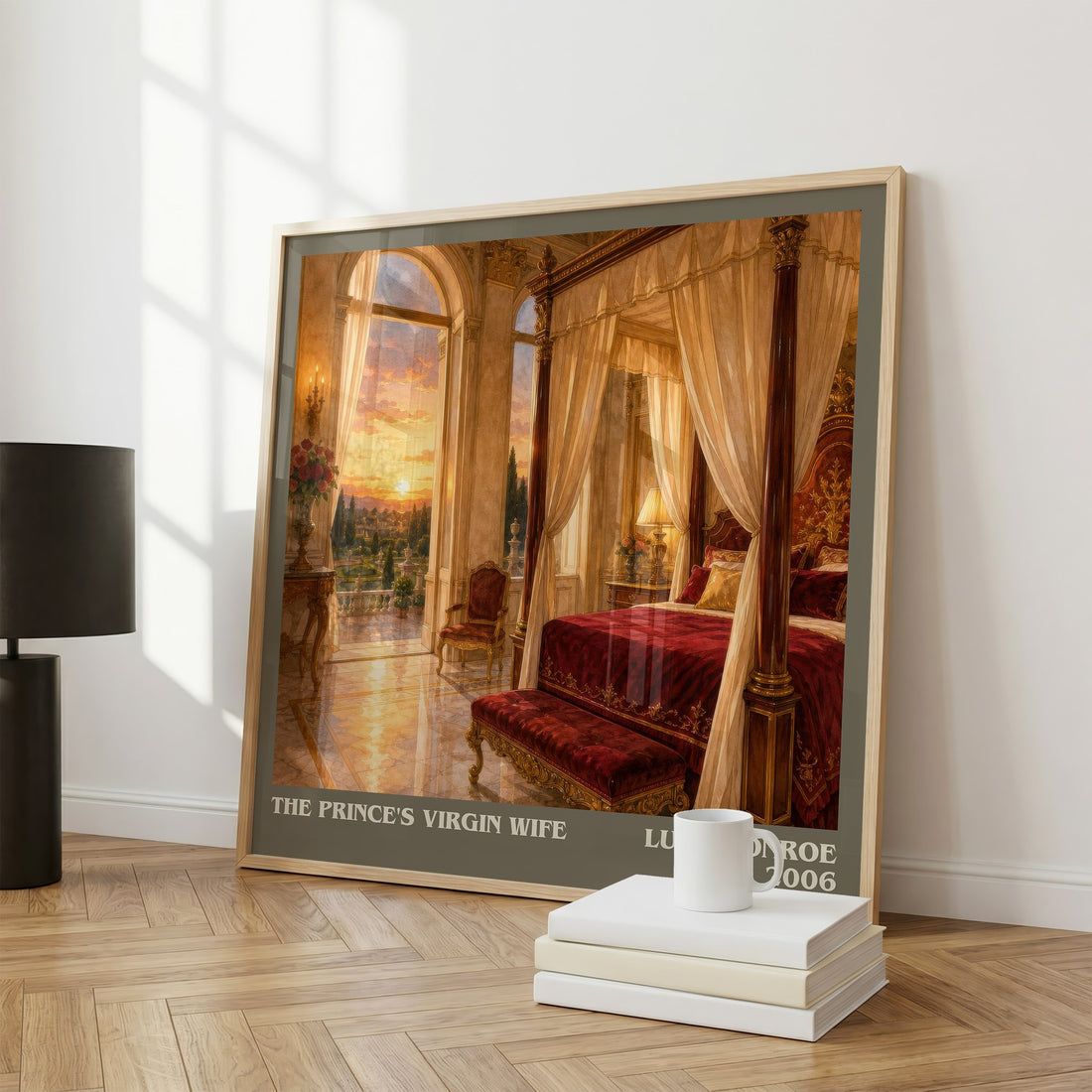 The Prince's Virgin Wife literary print framed by window – literary home decor