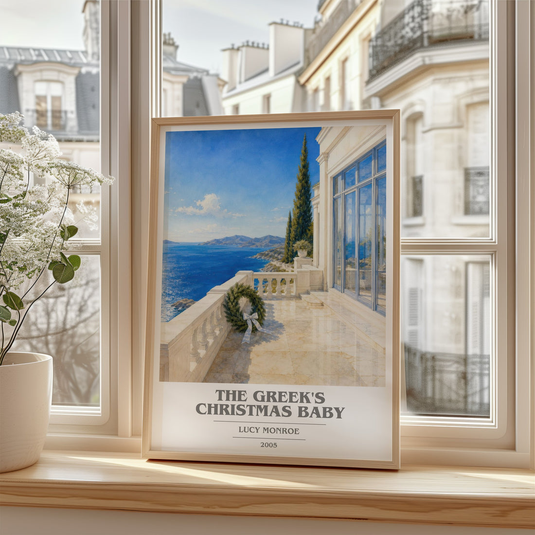 The Greek's Christmas Baby book cover poster colour and style options – Lucy Monroe book art