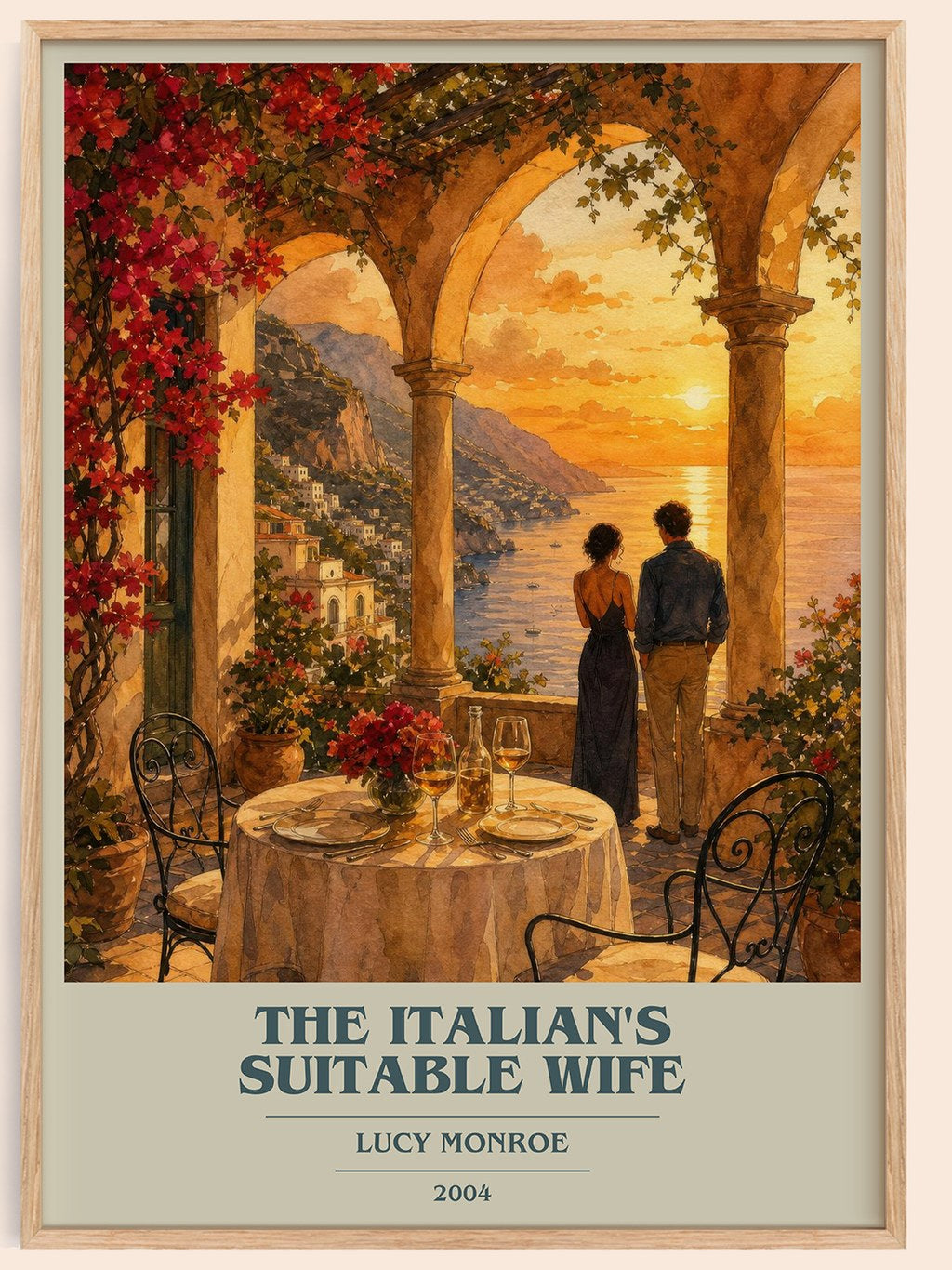 The Italian's Suitable Wife book cover book poster by Lucy Monroe – framed literary art print