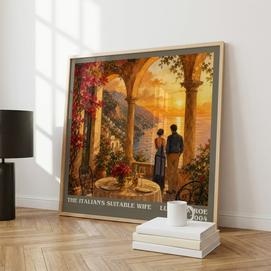 The Italian's Suitable Wife literary print framed by window – literary home decor