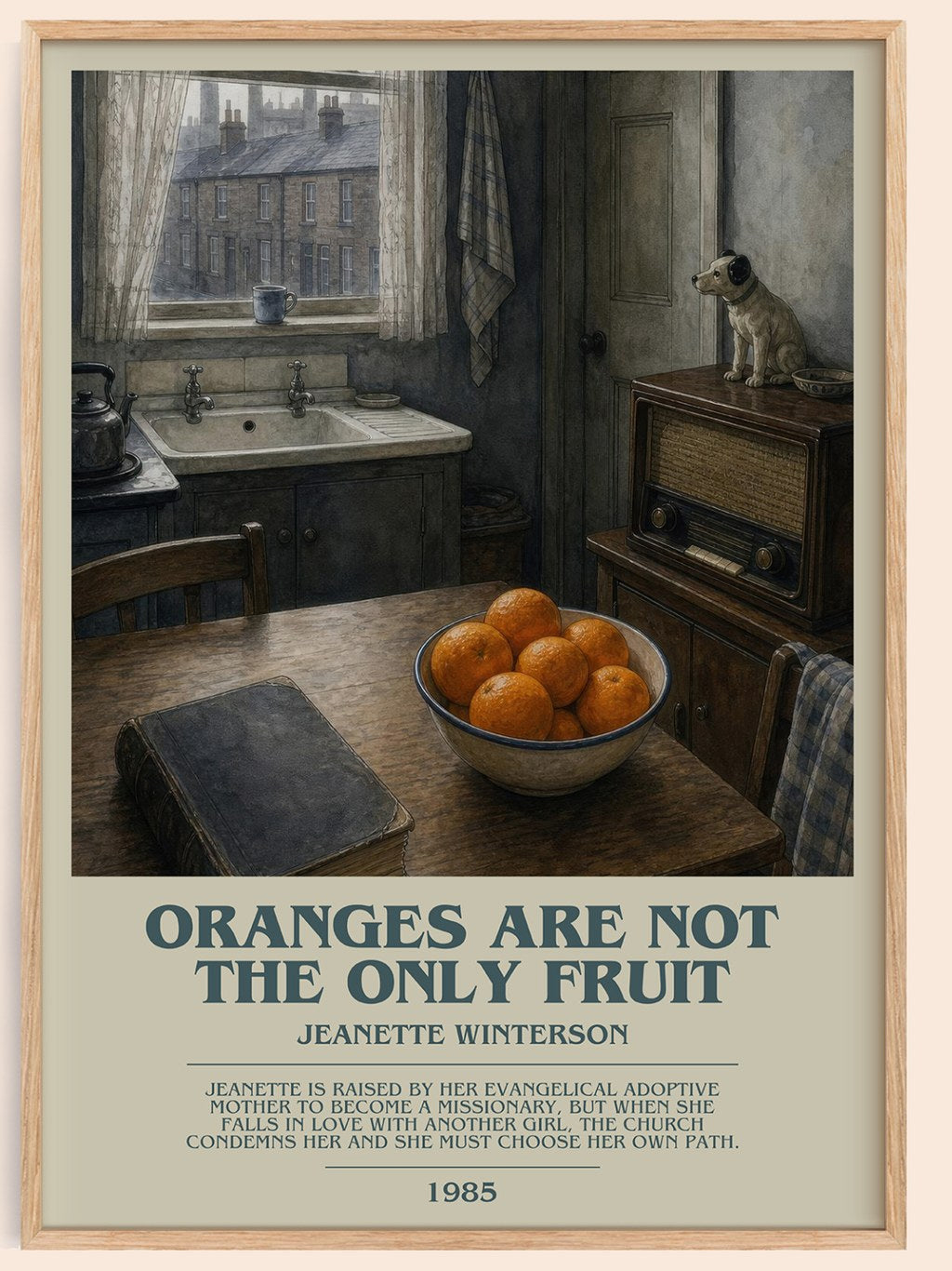 Oranges Are Not the Only Fruit bookish book poster by Jeanette Winterson – framed literary art print