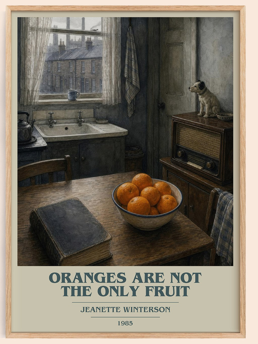 Oranges Are Not the Only Fruit book cover book poster by Jeanette Winterson – framed literary art print