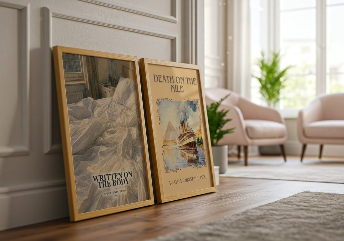 Written on the Body watercolour print framed by window – literary home decor