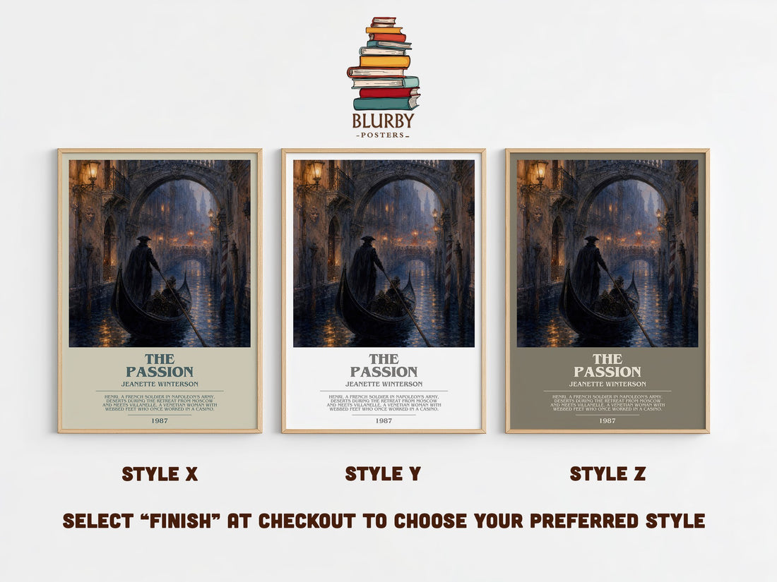 The passion bookish print in frame leaning in hallway – literary fiction wall art (mockup)