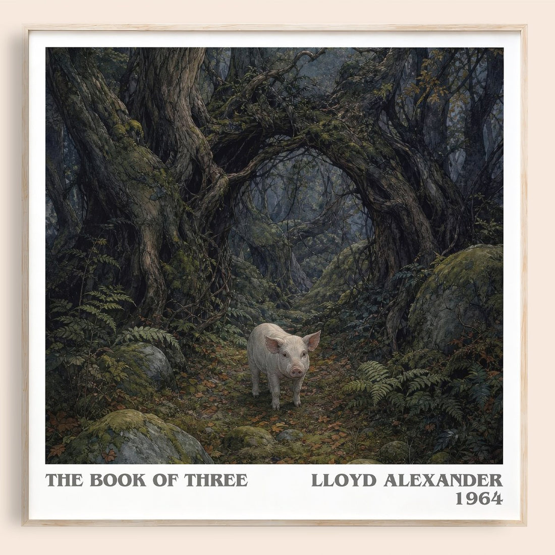 The Book Of Three literary book poster by Lloyd Alexander – framed literary art print