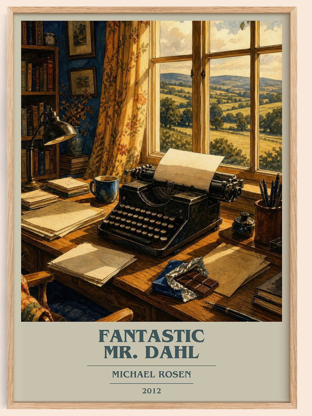 Fantastic Mr. Dahl book cover book poster by Michael Rosen – framed literary art print