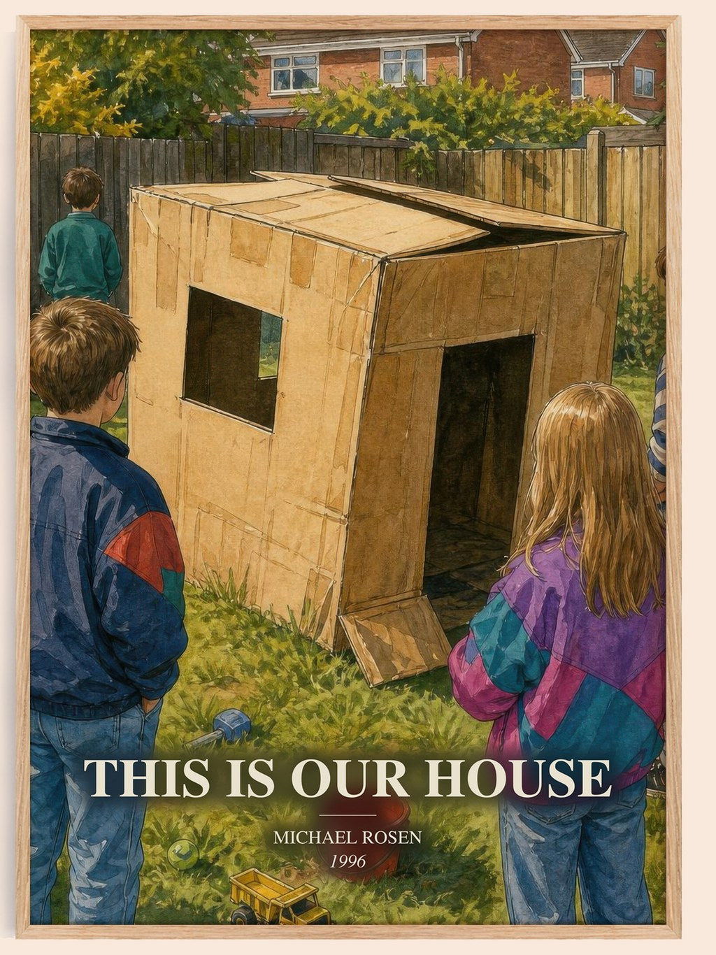 This is our house watercolour book poster by Michael Rosen – framed literary art print