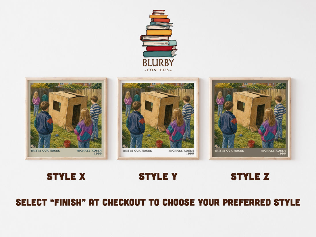 This is our house literary print in frame leaning in hallway – childrens wall art (mockup)