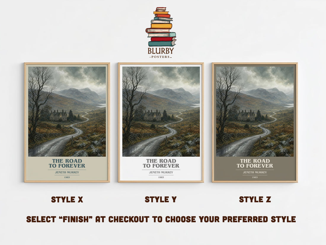The road to forever book cover print in frame leaning in hallway – romance wall art (mockup)