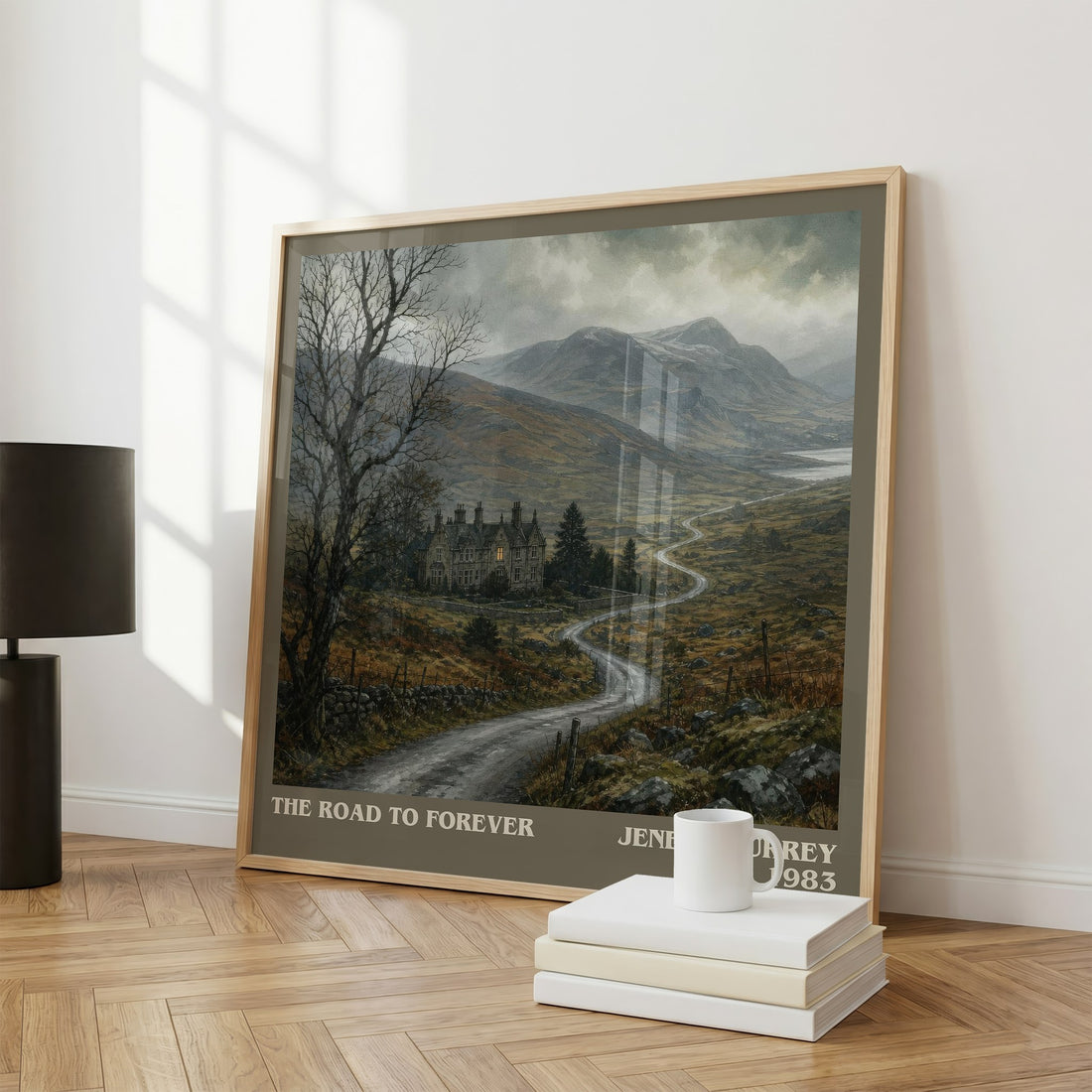 The road to forever literary print framed by window – literary home decor