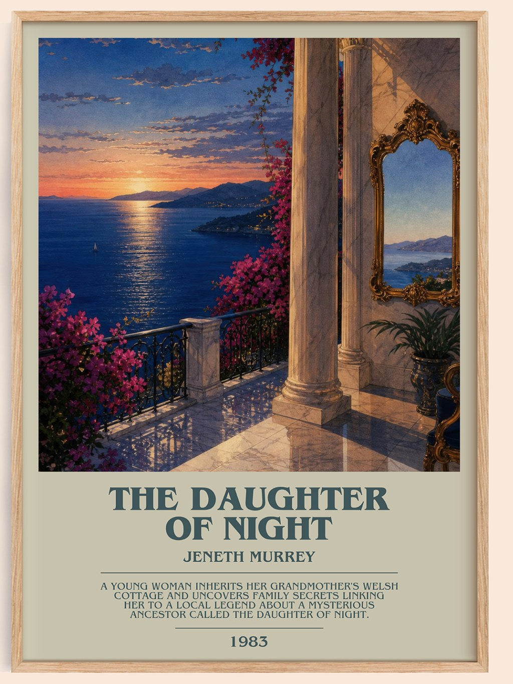 The daughter of night bookish book poster by Jeneth Murrey – framed literary art print