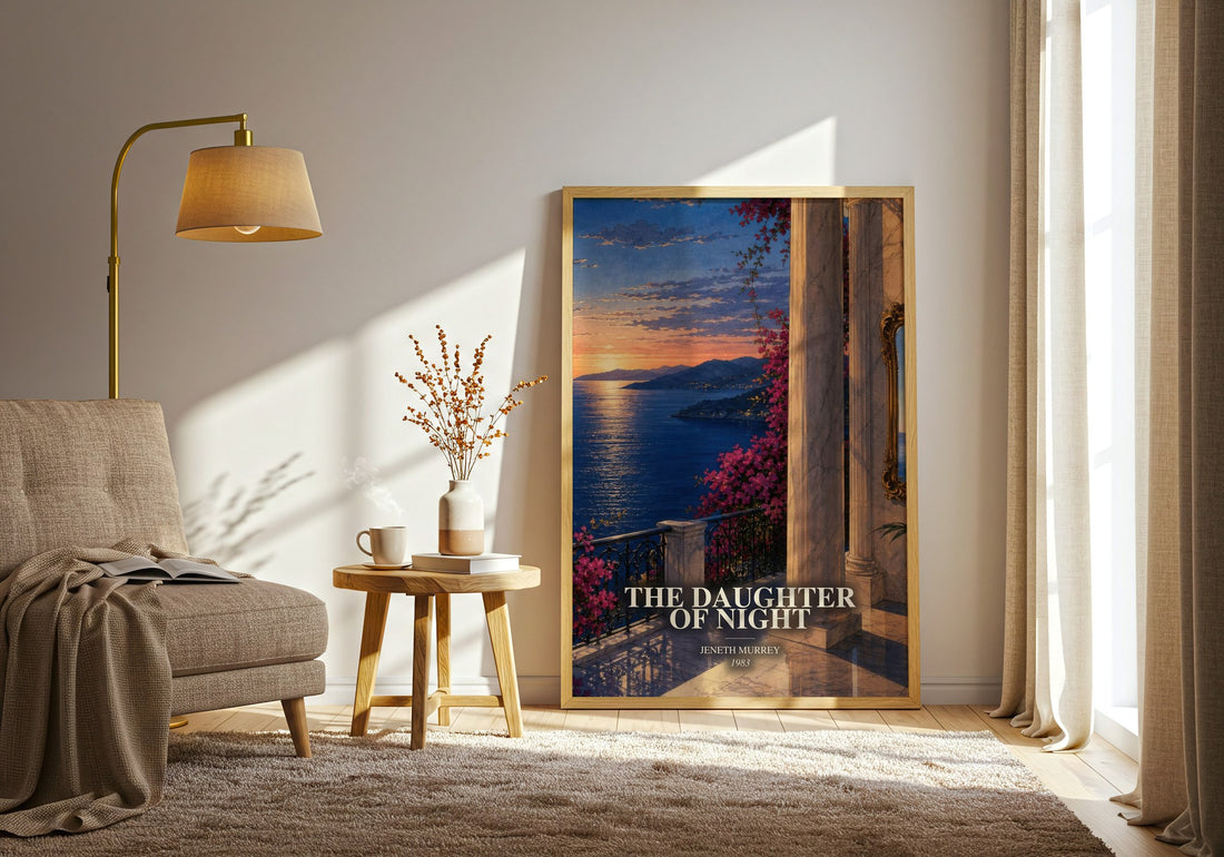 The daughter of night watercolour print in frame leaning in hallway – romance wall art