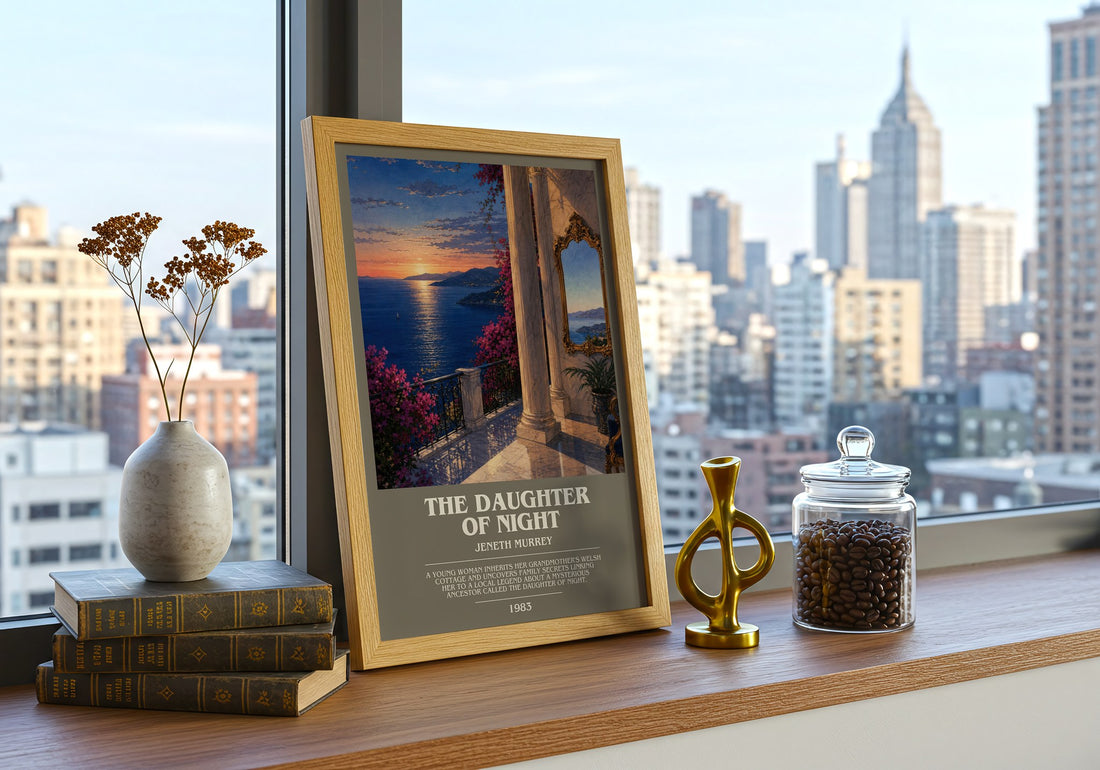 The daughter of night bookish print framed by window – literary home decor