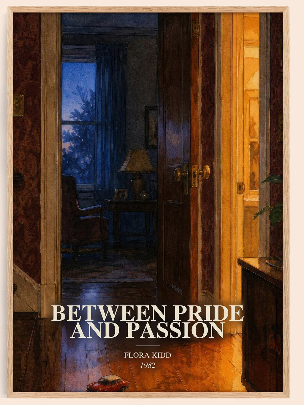 Between Pride and Passion watercolour book poster by Flora Kidd – framed literary art print