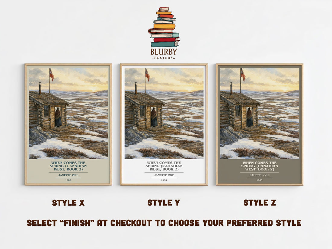 When Comes the Spring (Canadian West, Book 2) book cover print in frame leaning in hallway – historical fiction wall art (mockup)