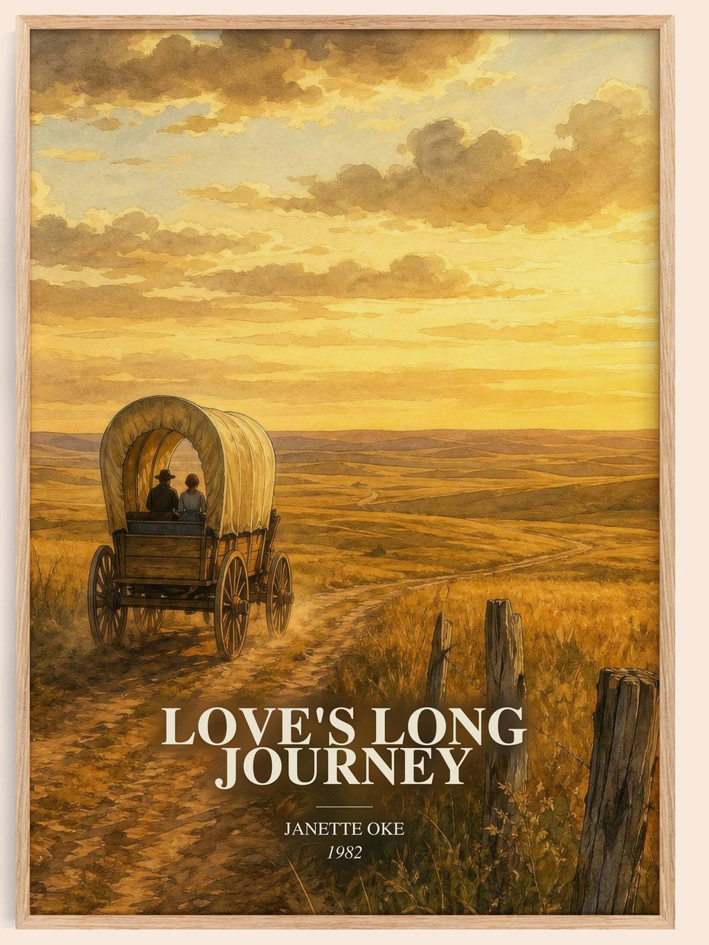 Love's long journey watercolour book poster by Janette Oke – framed literary art print
