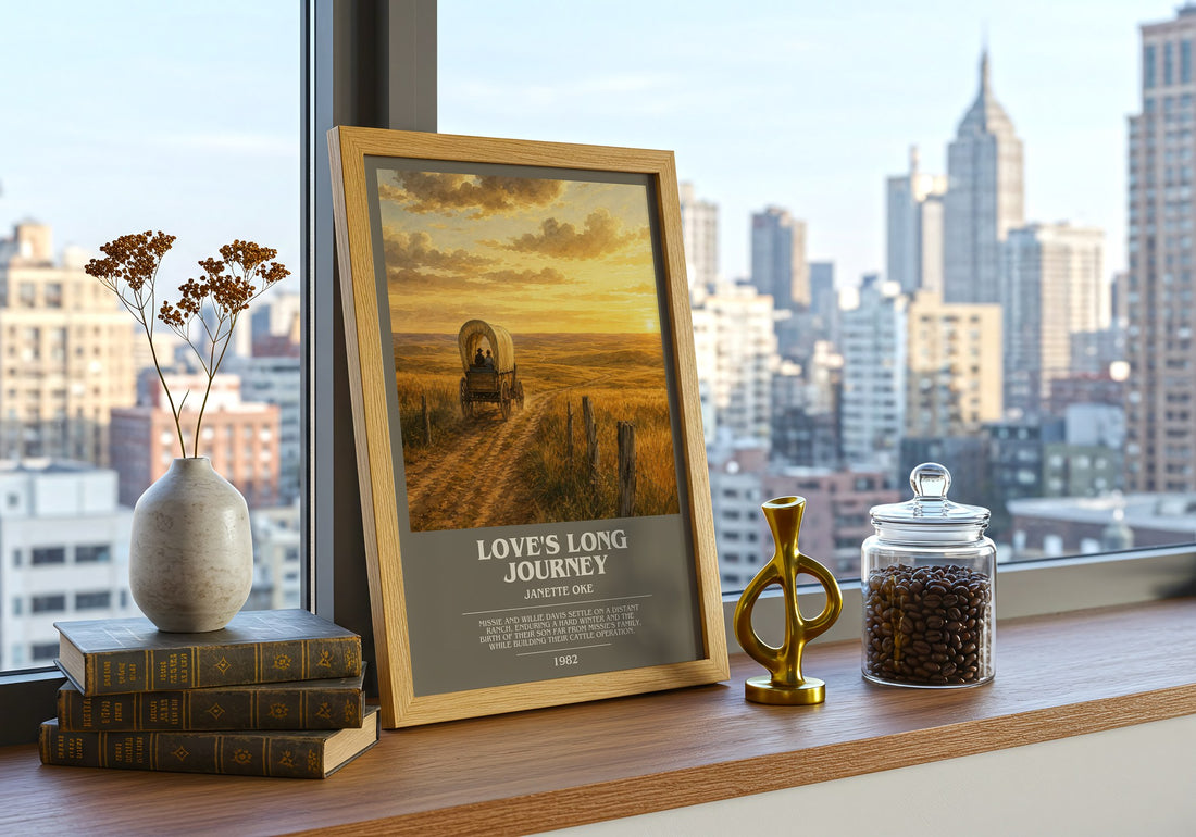 Love's long journey bookish print framed by window – literary home decor