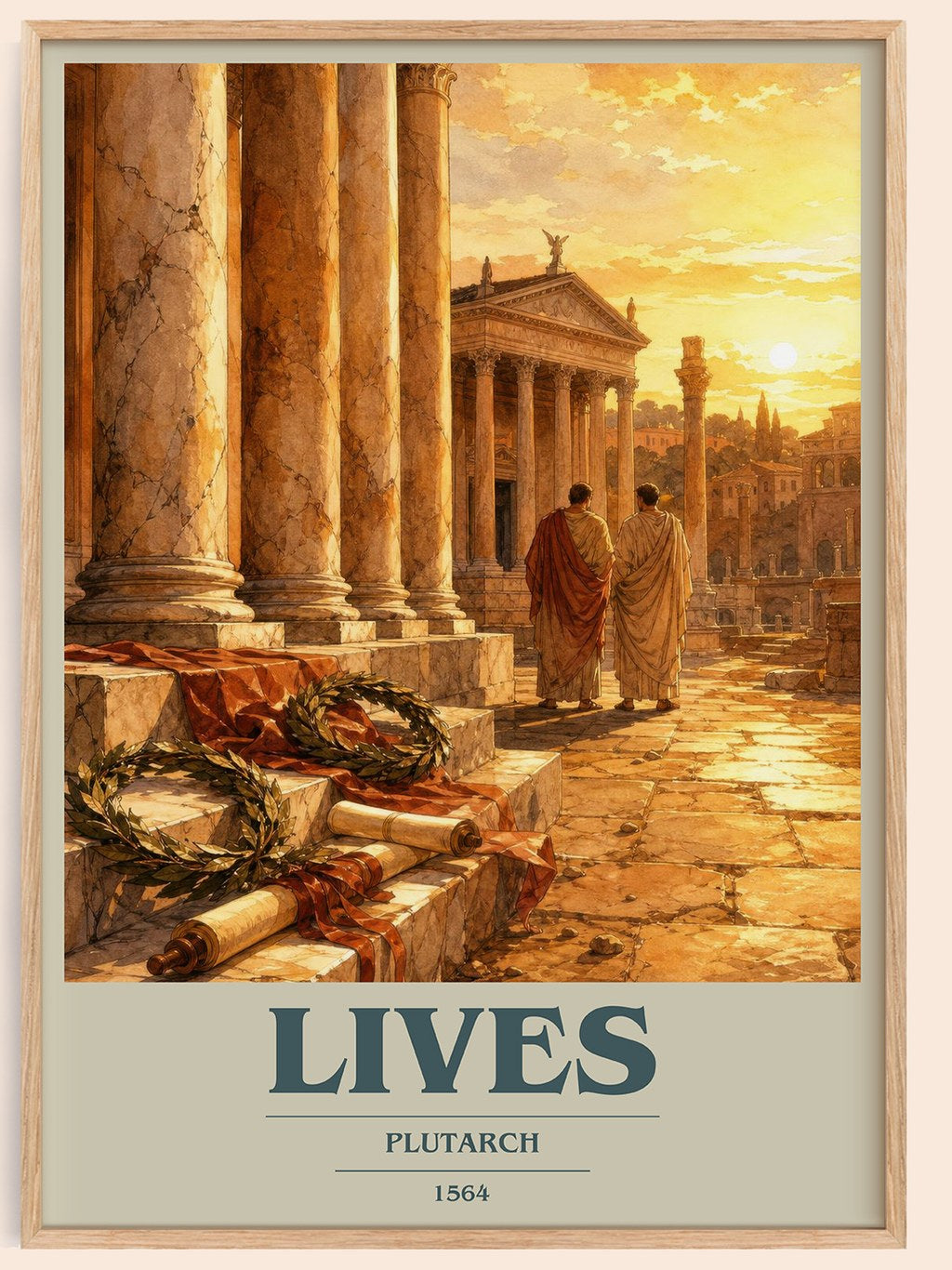 Lives book cover book poster by Plutarch – framed literary art print