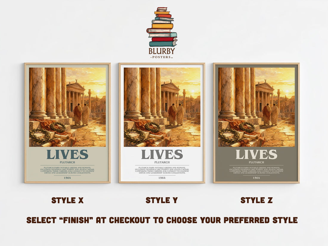 Lives bookish print in frame leaning in hallway – non fiction wall art (mockup)