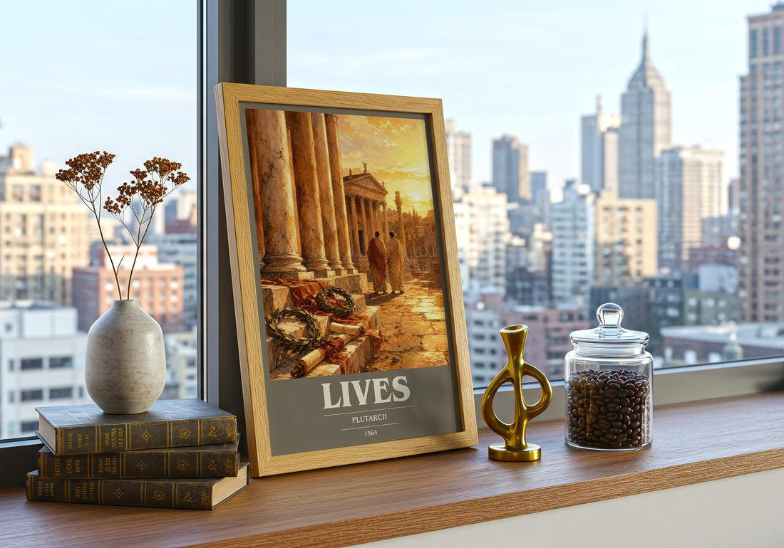 Lives book cover print framed by window – literary home decor