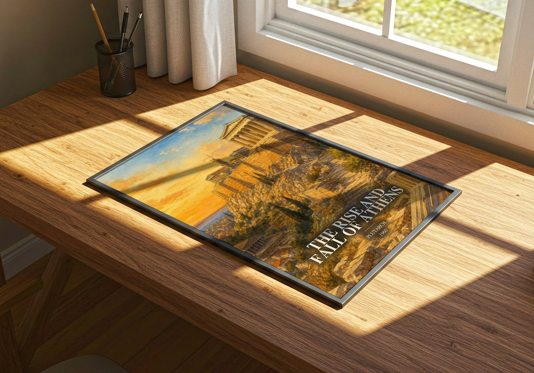 The rise and fall of Athens watercolour book poster framed on wall – non fiction wall art