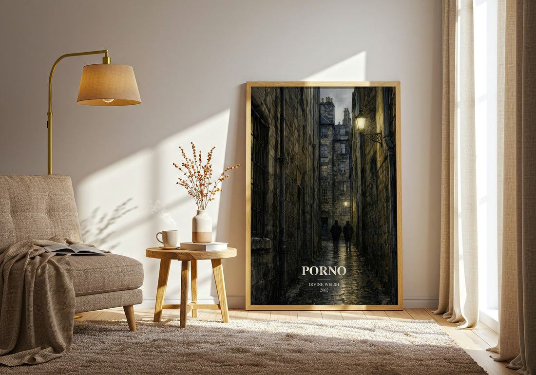 Porno watercolour print in frame leaning in hallway – contemporary fiction wall art