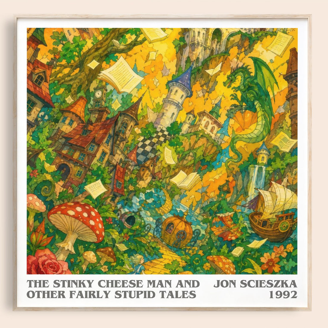 The Stinky Cheese Man and Other Fairly Stupid Tales literary book poster by Jon Scieszka – framed literary art print